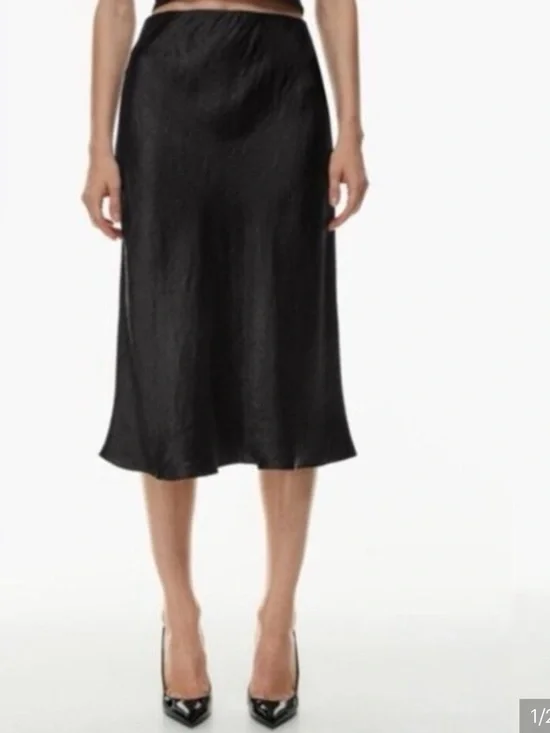 Wilfred Black Satin Midi Slip Skirt - Picture 3 of 6